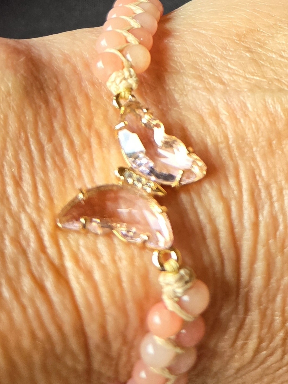 Park Lane Pink Quartz Butterfly Beaded Bracelet